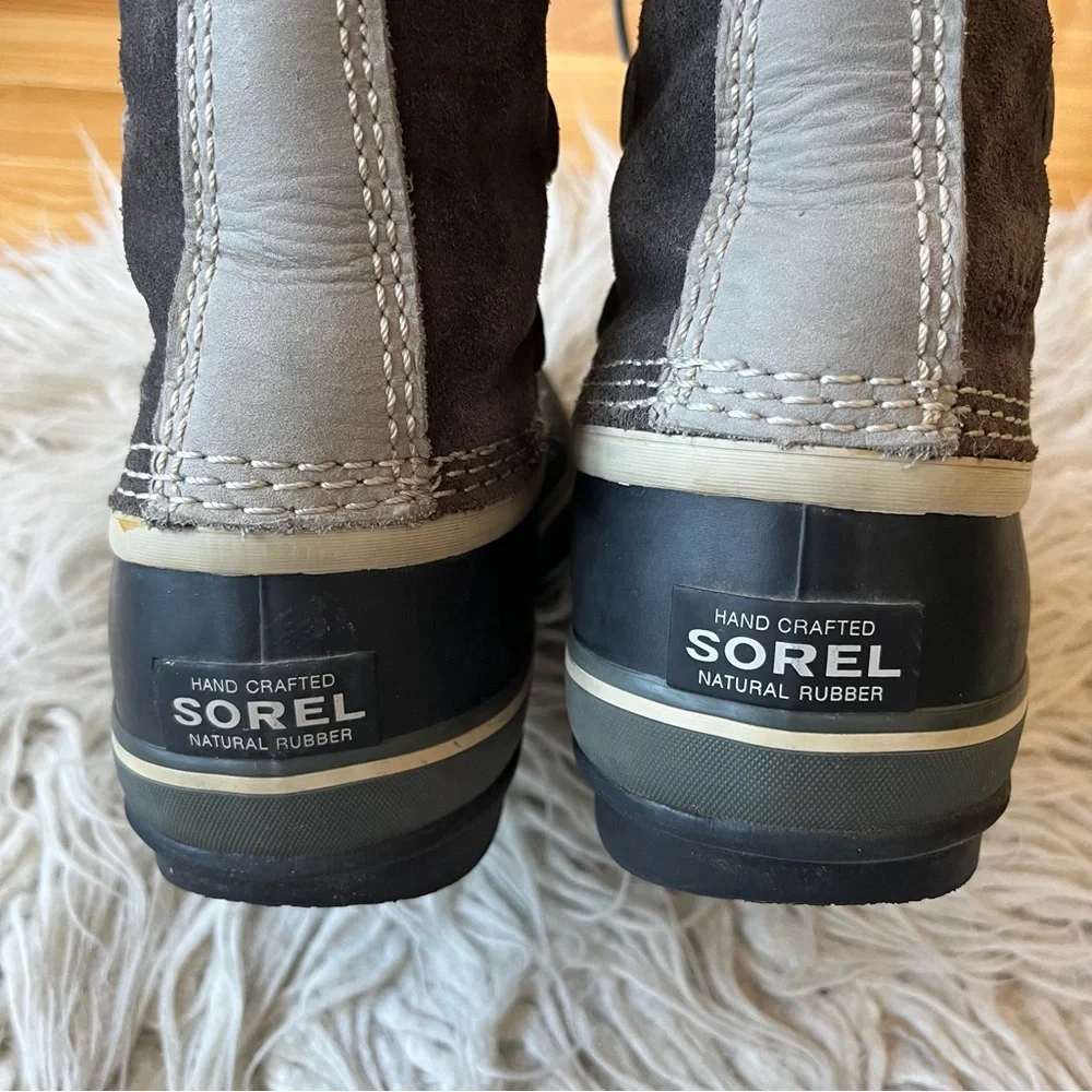 Sorel Joan Of Artic Gray Waterproof Suede Faux Fur Felt Lined Winter Boots Sz 8